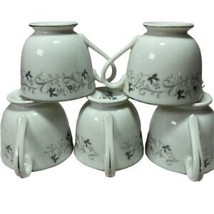 Moon Mist 3000 Miniature Fine China Gray & Black Cup & Saucer W/Silver Trim